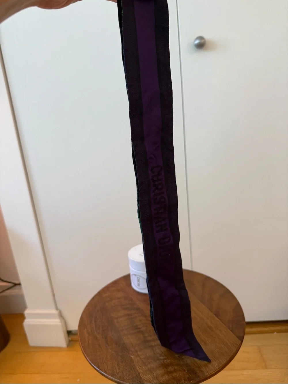Dior Purple Green Black Floral Silk Twilly Scarf